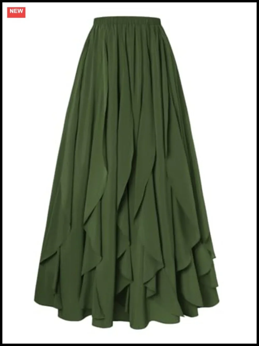Women's Ruffle Maxi Skirt Renaissance Boho Long Flowy Elastic Waist